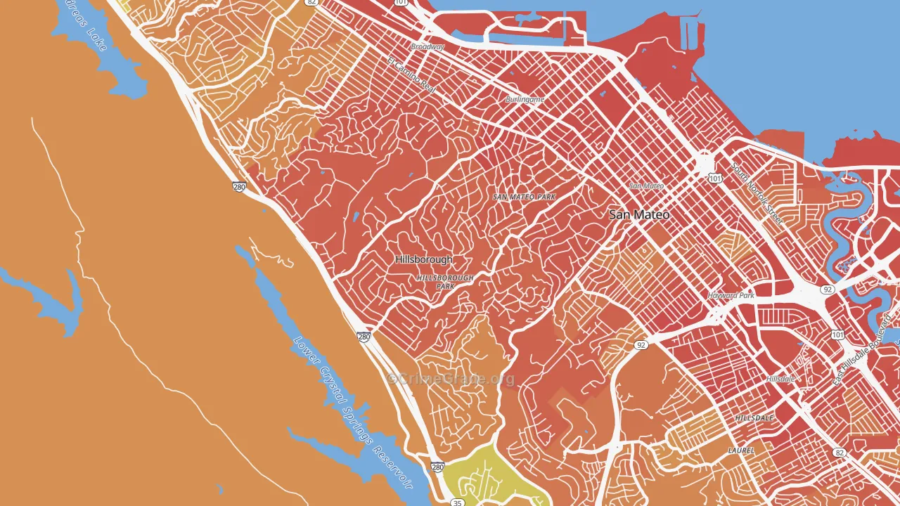 Hillsborough, CA Map of Drug-Related Crime Rates