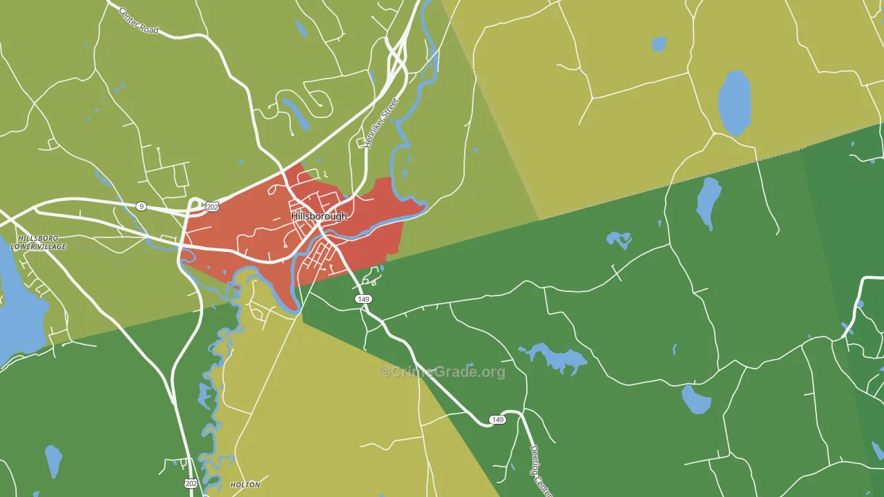 Hillsborough, NH Map of Drug-Related Crime Rates