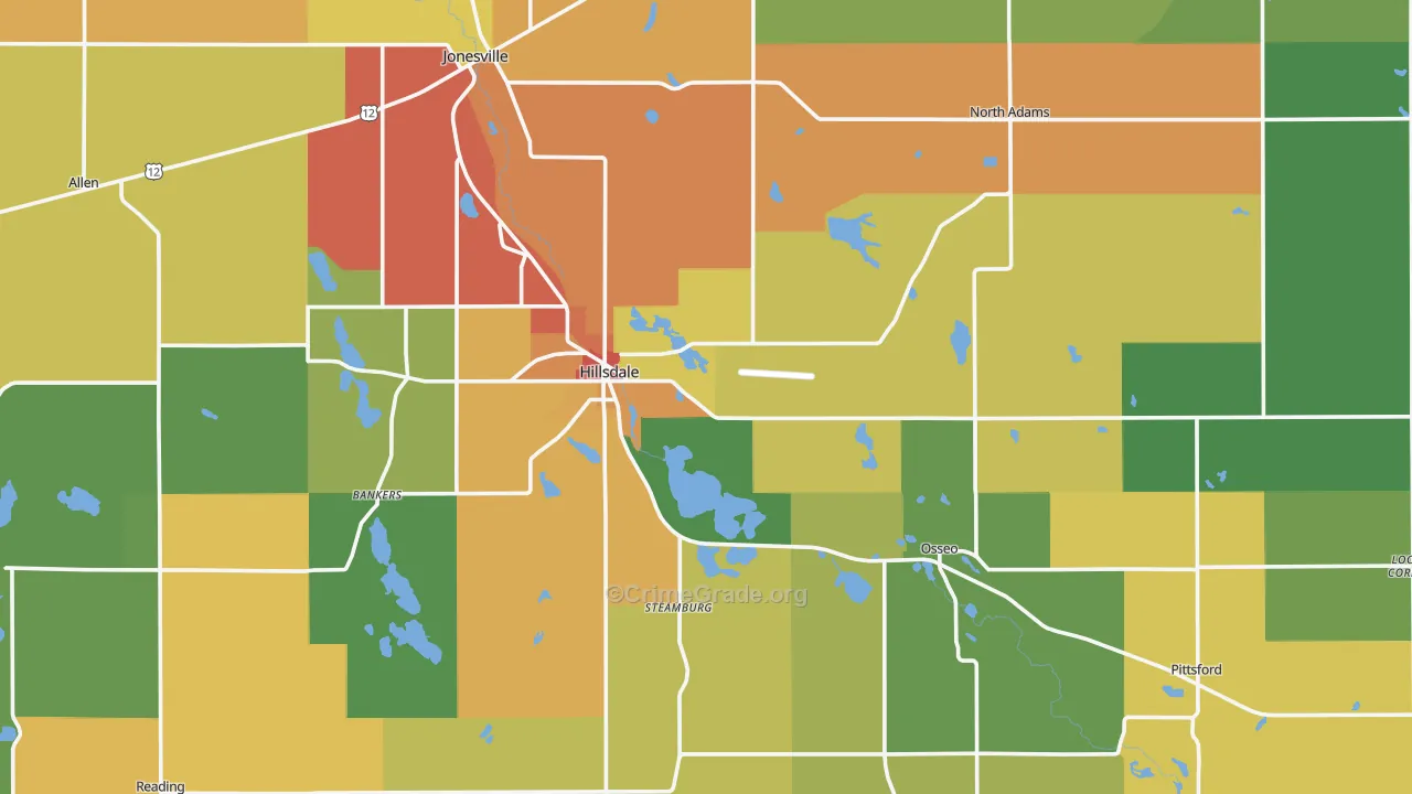 Hillsdale County, MI Map of Drug-Related Crime Rates