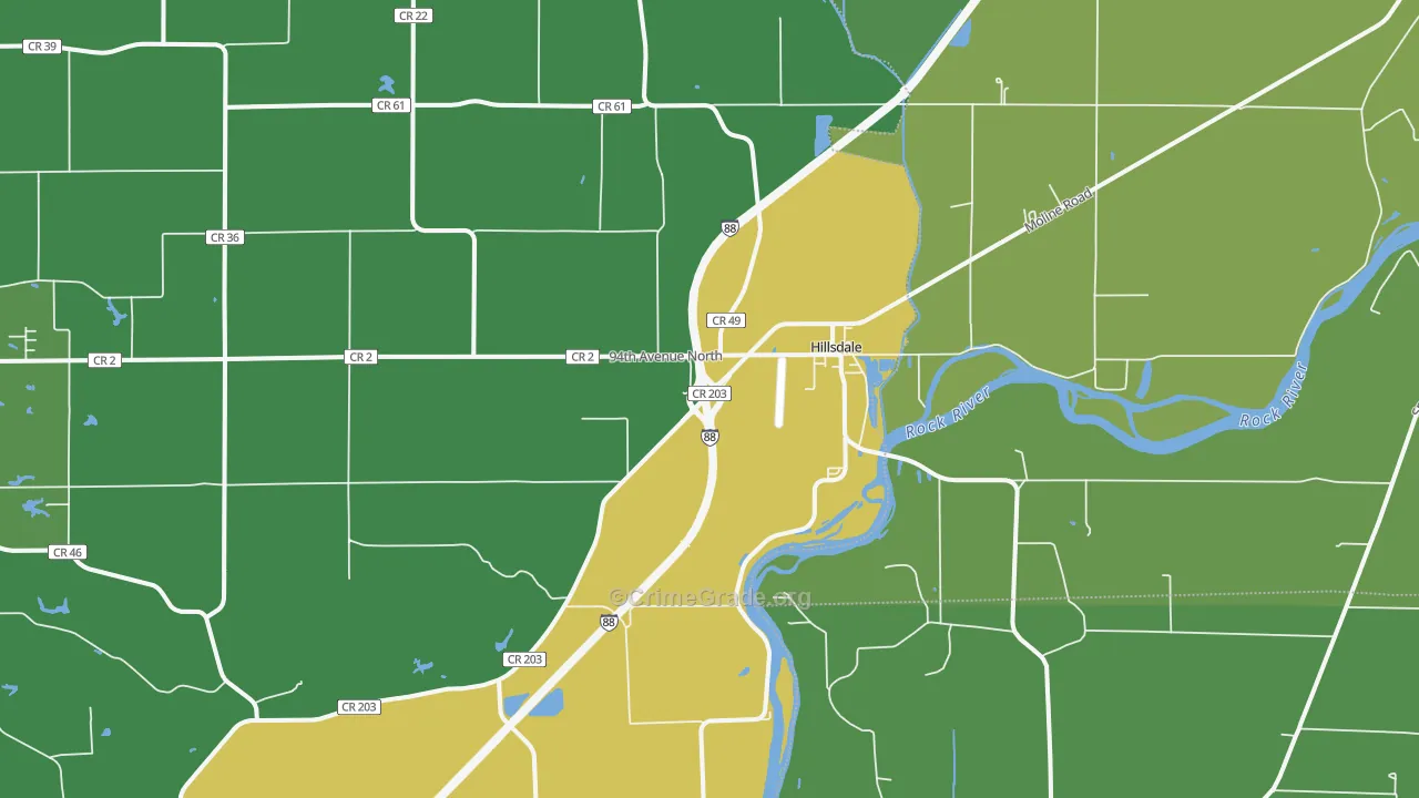 Hillsdale, IL Map of Drug-Related Crime Rates