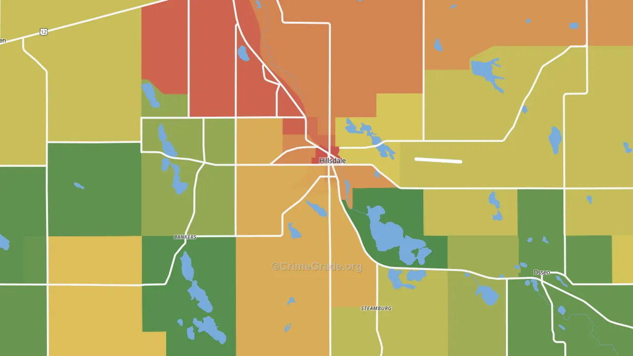 Hillsdale, MI Map of Drug-Related Crime Rates