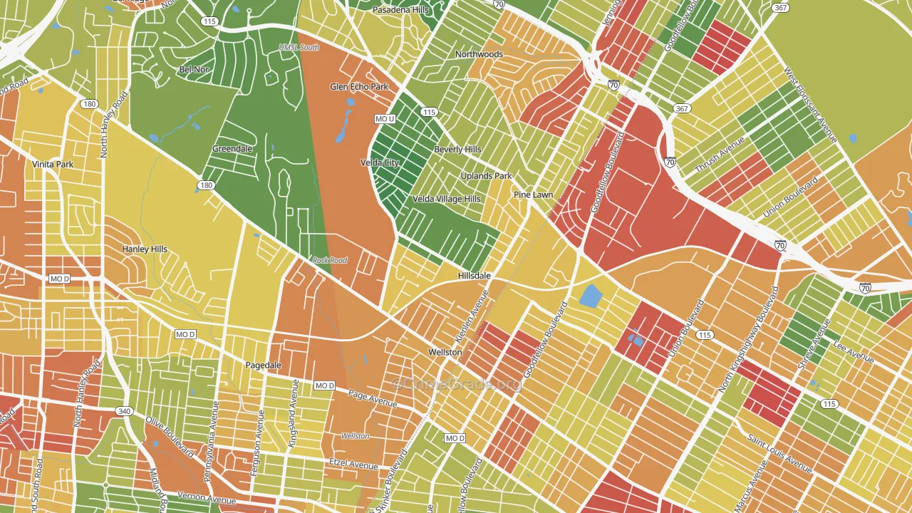 Hillsdale, MO Map of Drug-Related Crime Rates