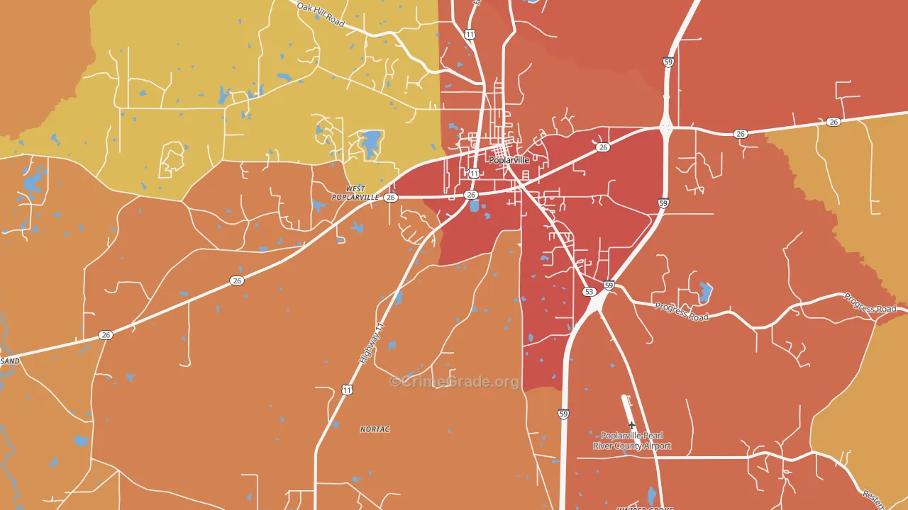 Hillsdale, MS Map of Drug-Related Crime Rates