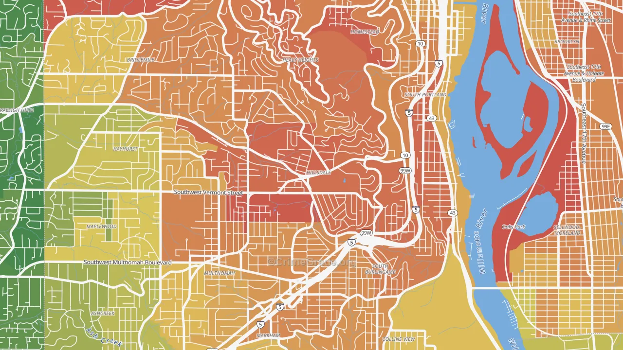 Hillsdale, Portland, OR Map of Drug-Related Crime Rates