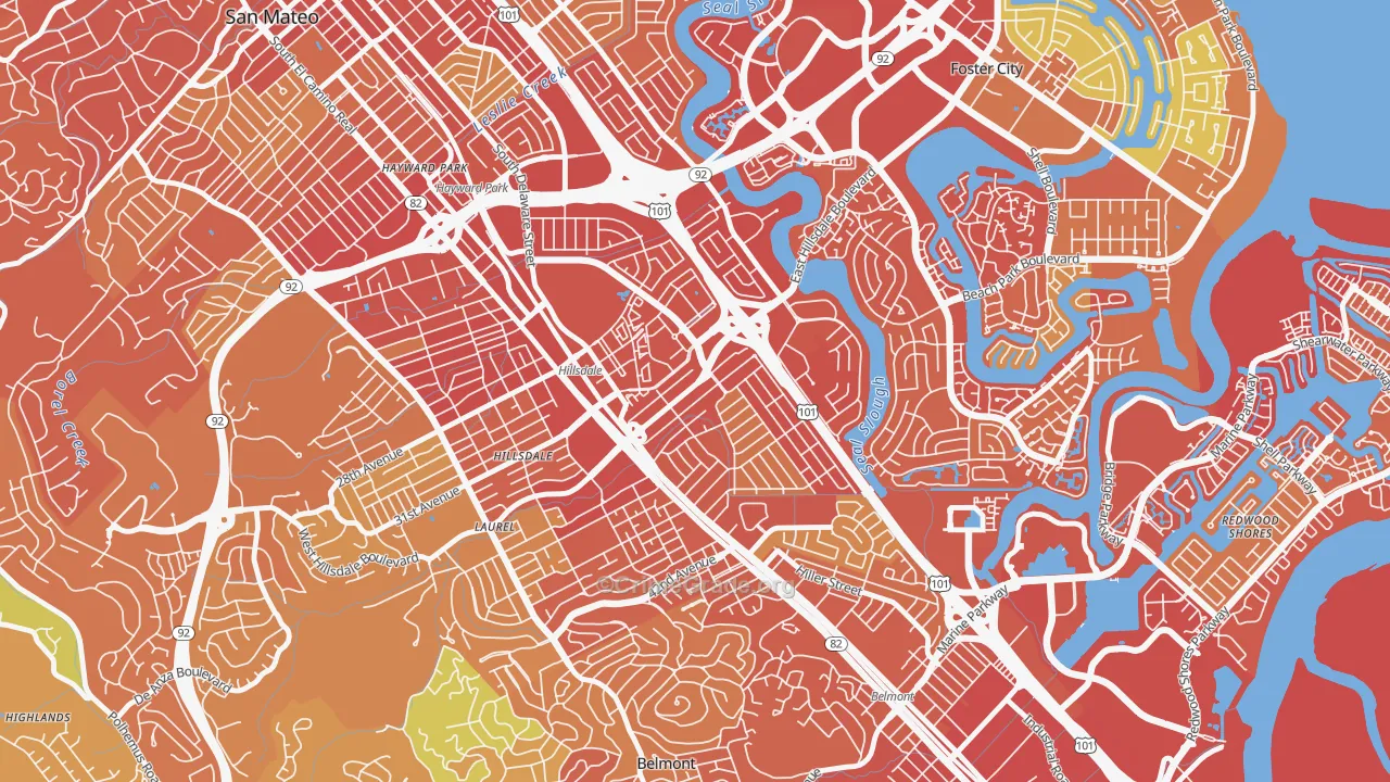 Hillsdale, San Mateo, CA Map of Drug-Related Crime Rates
