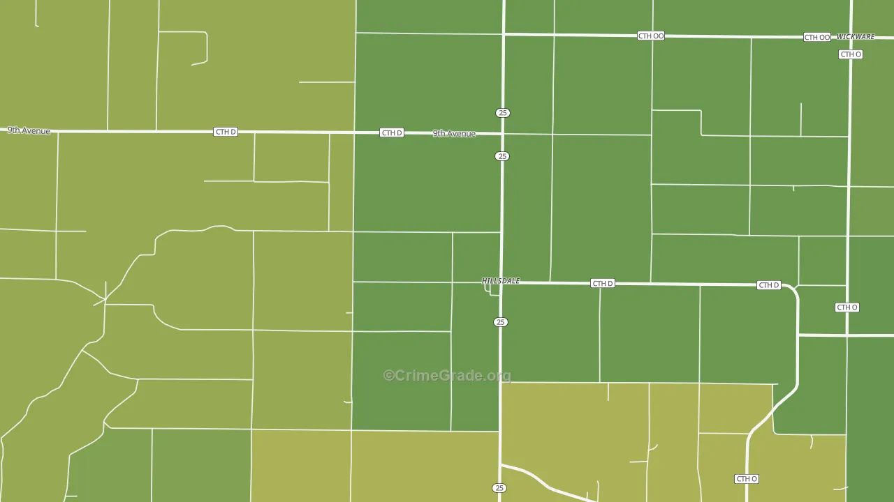 Hillsdale, WI Map of Drug-Related Crime Rates