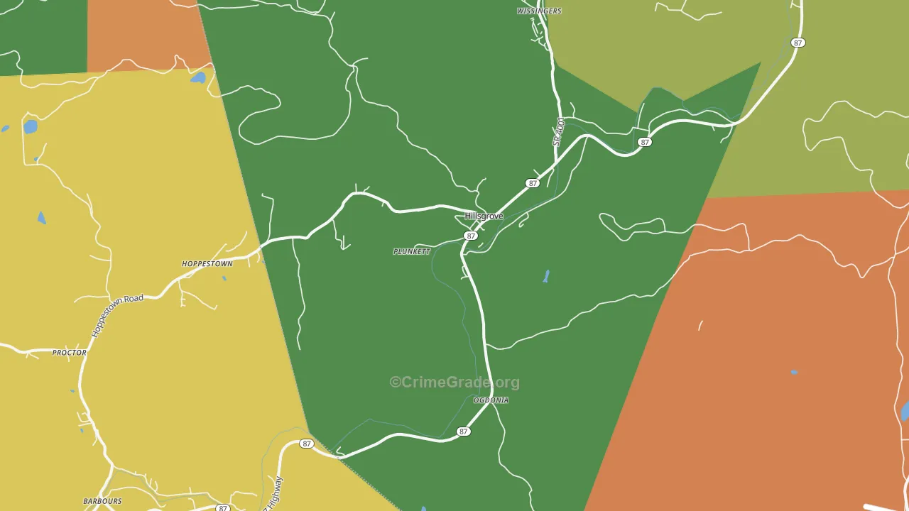 Hillsgrove, PA Map of Drug-Related Crime Rates