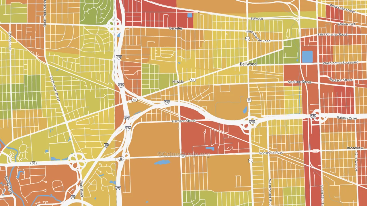 Hillside, IL Map of Drug-Related Crime Rates
