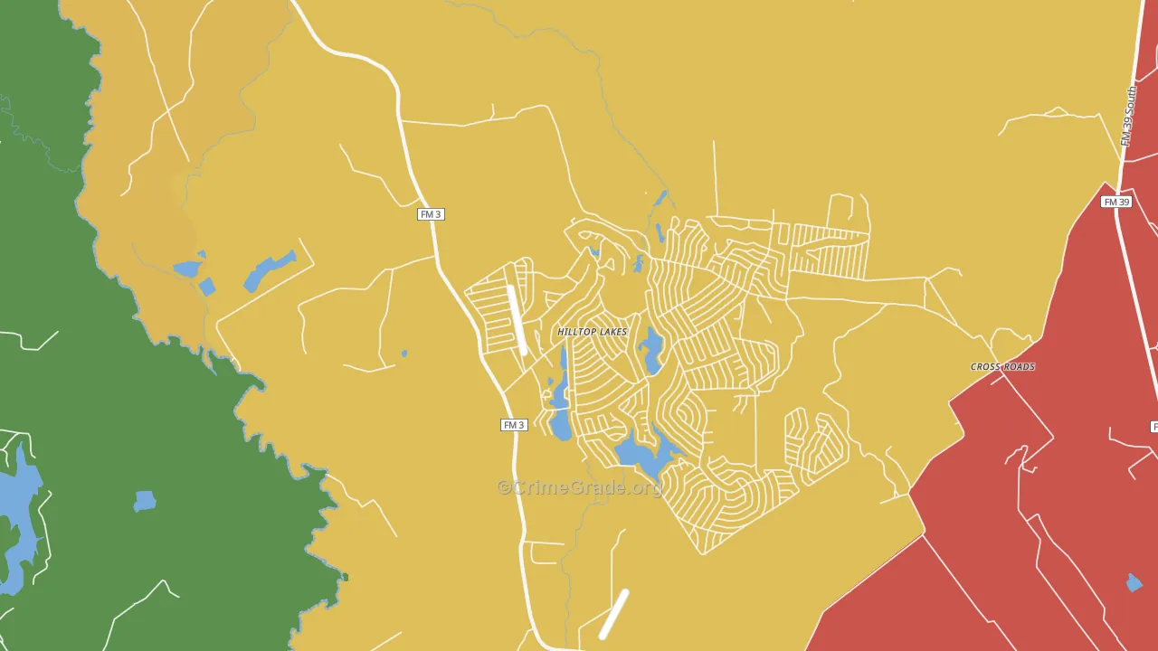 Hilltop Lakes, TX Map of Drug-Related Crime Rates