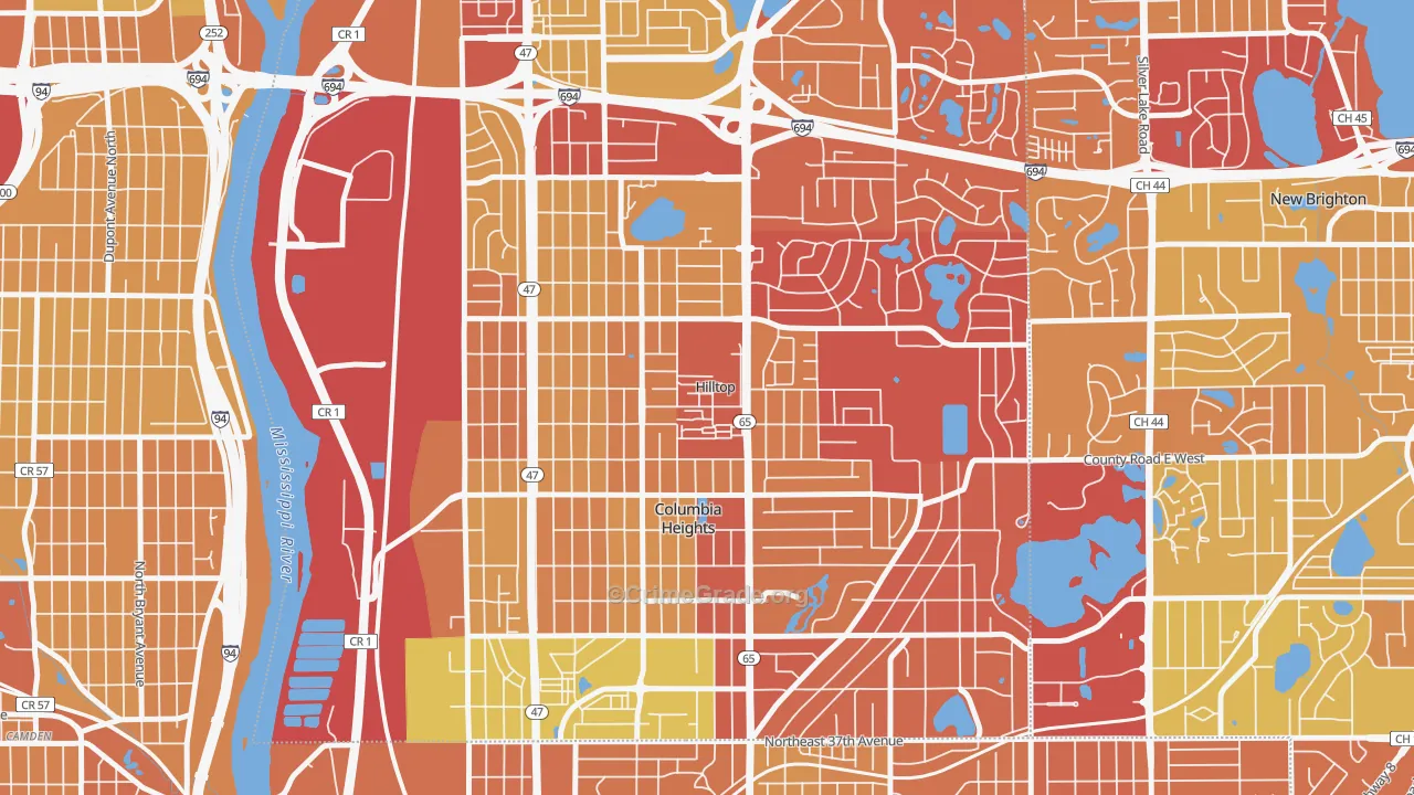 Hilltop, MN Map of Drug-Related Crime Rates