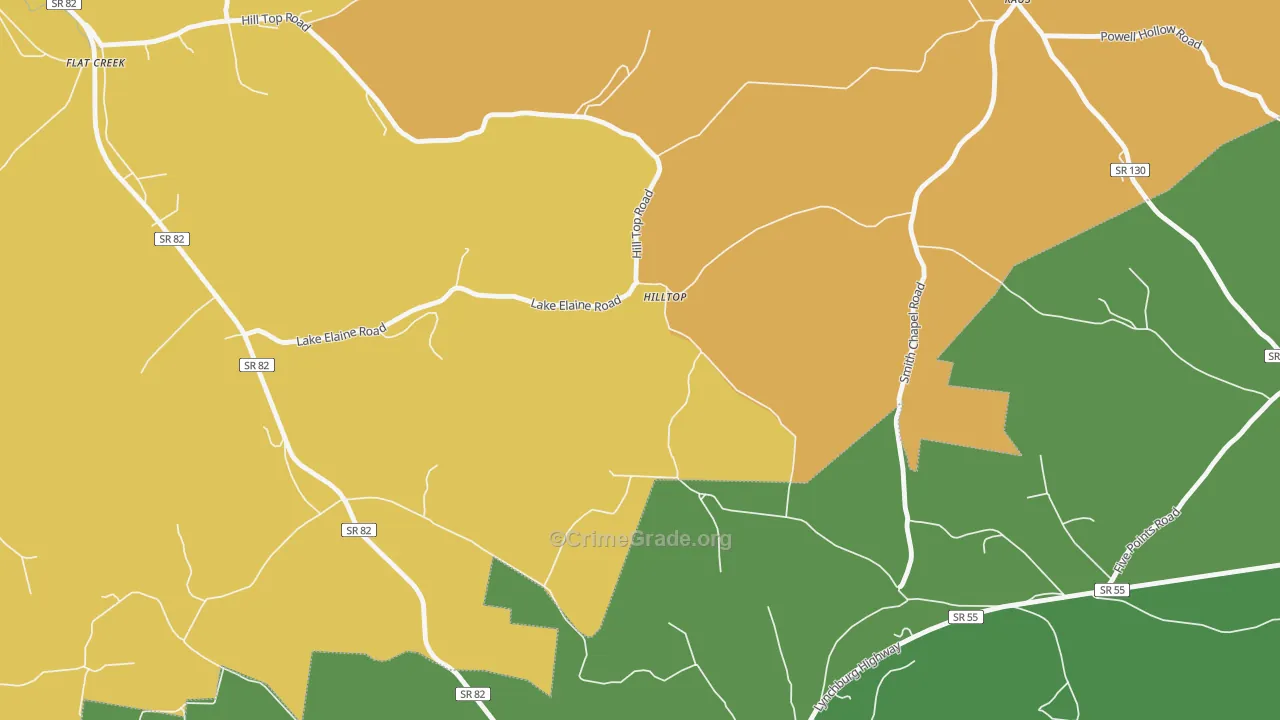 Hilltop, TN Map of Drug-Related Crime Rates