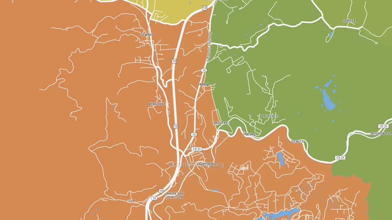 Hilltop, WV Map of Drug-Related Crime Rates