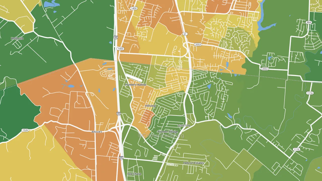 Hillview, KY Map of Drug-Related Crime Rates