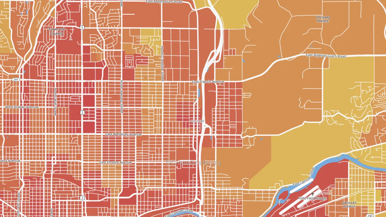 Hillyard, Spokane, WA Map of Drug-Related Crime Rates