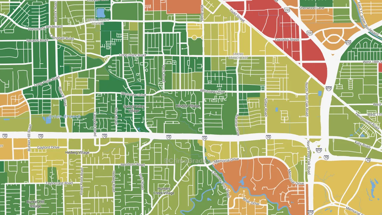 Hilshire Village, TX Map of Drug-Related Crime Rates