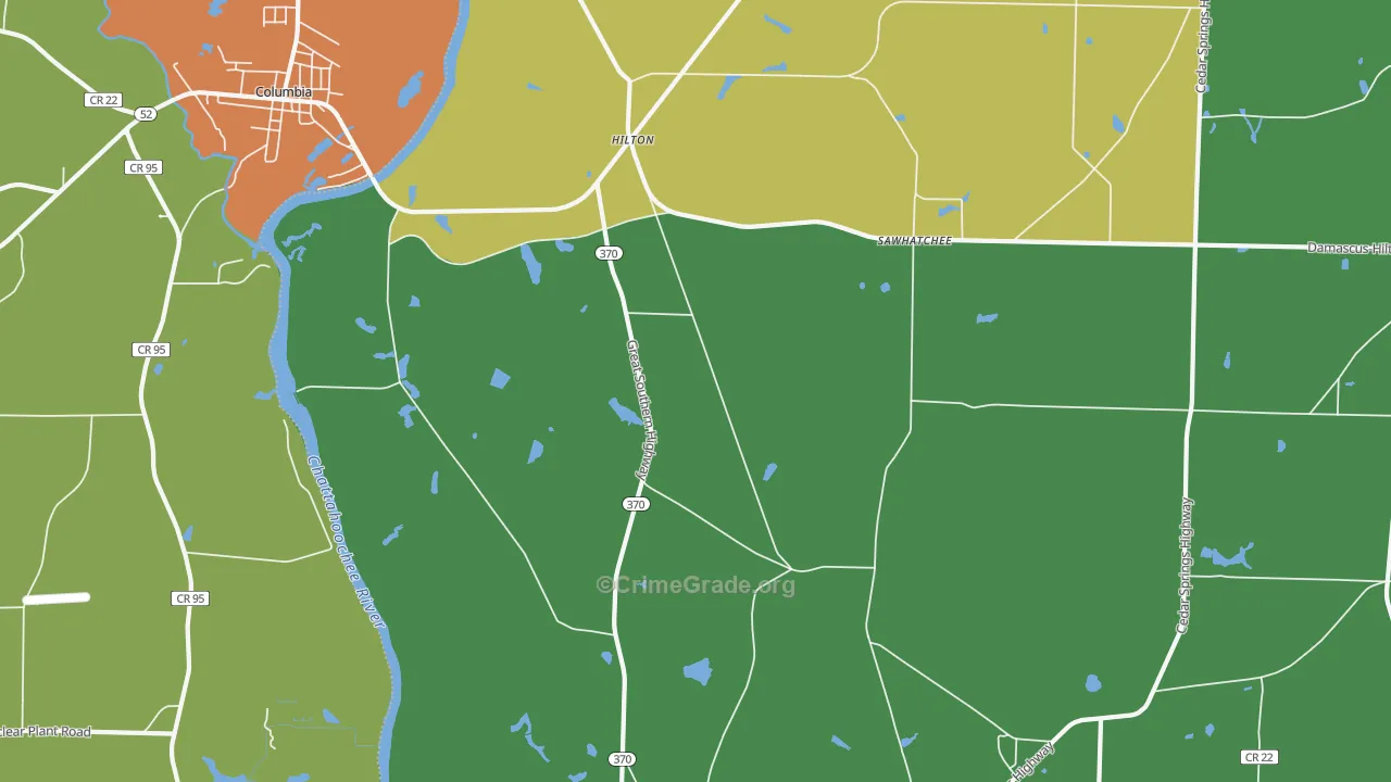 Hilton, GA Map of Drug-Related Crime Rates