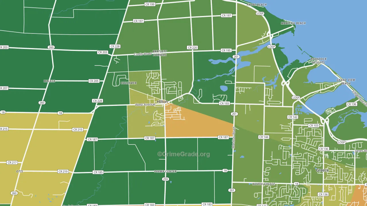 Hilton, NY Map of Drug-Related Crime Rates