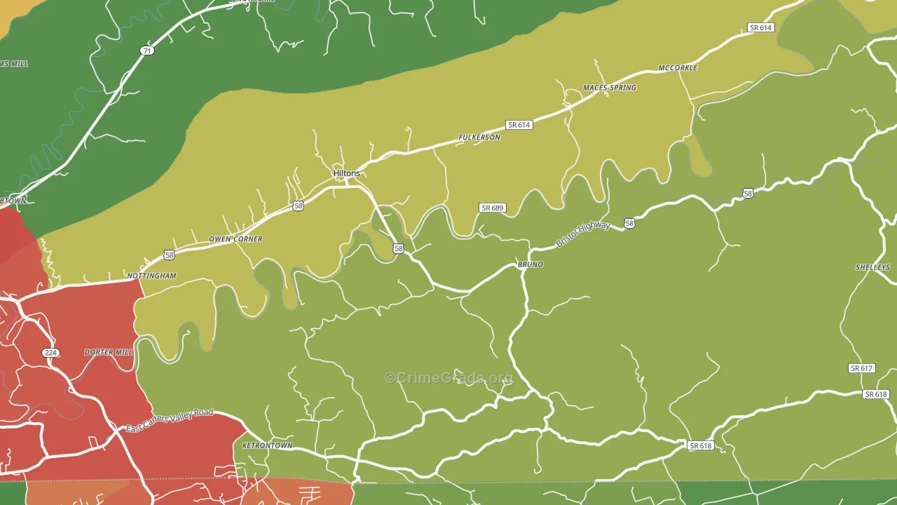 Hiltons, VA Map of Drug-Related Crime Rates
