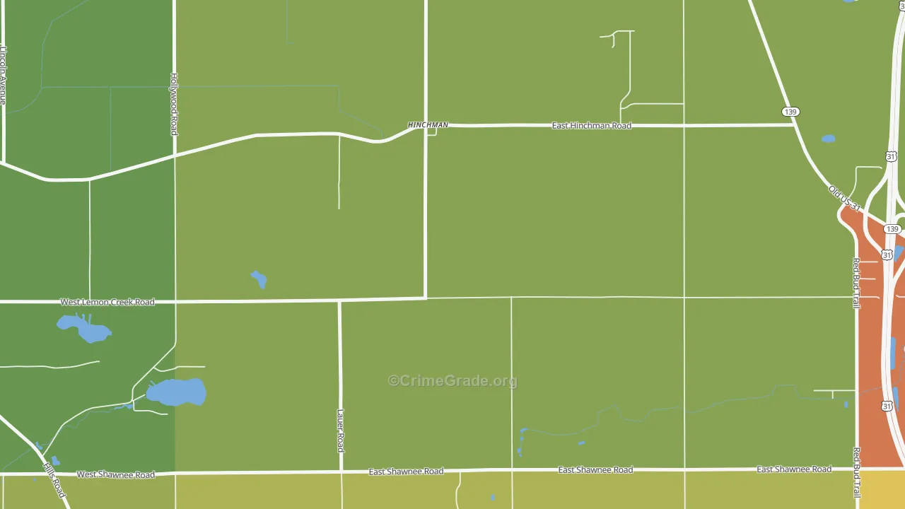 Hinchman, MI Map of Drug-Related Crime Rates