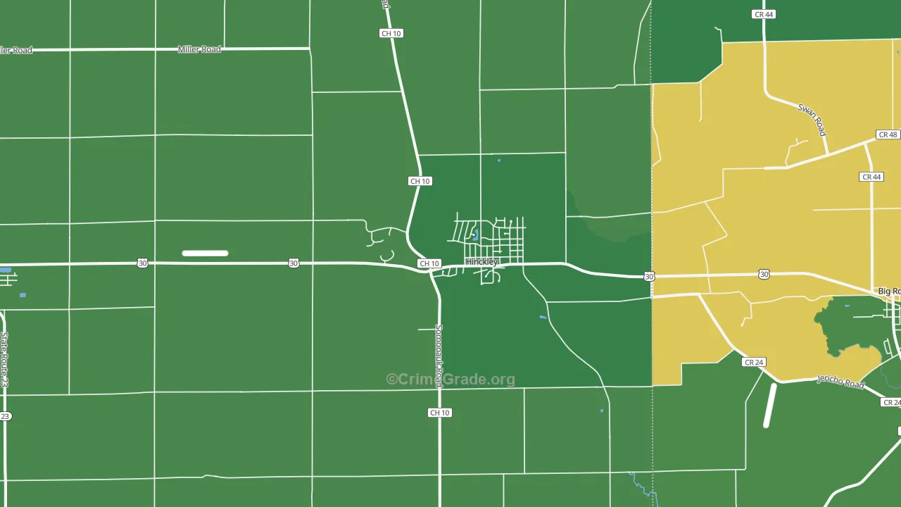 Hinckley, IL Map of Drug-Related Crime Rates