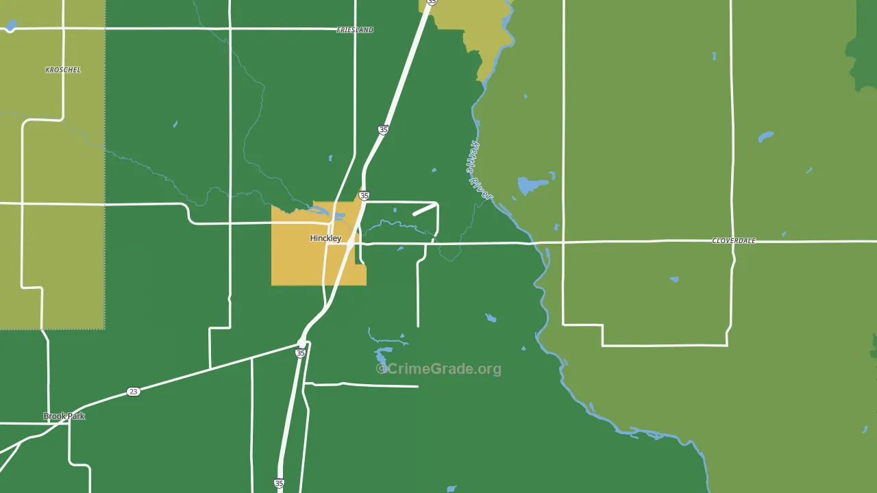 Hinckley, MN Map of Drug-Related Crime Rates