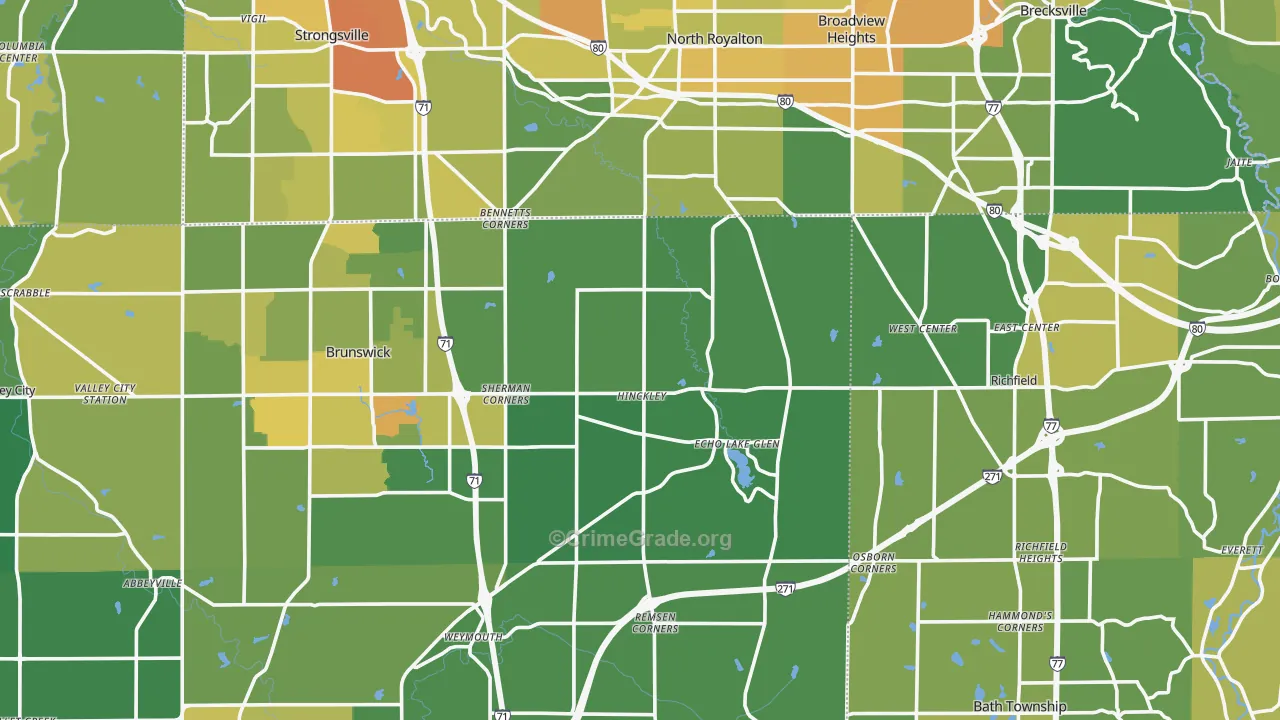 Hinckley, OH Map of Drug-Related Crime Rates