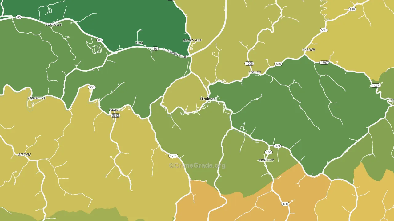 Hindman, KY Map of Drug-Related Crime Rates