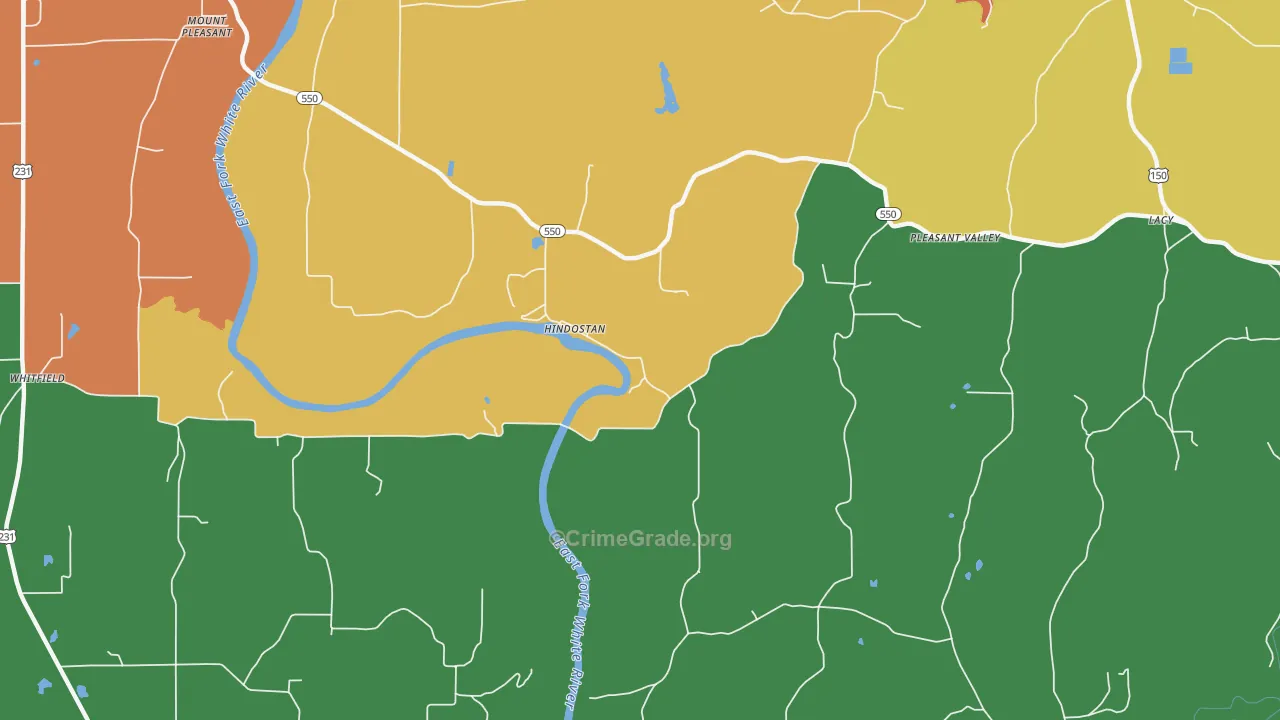 Hindostan Falls, IN Map of Drug-Related Crime Rates