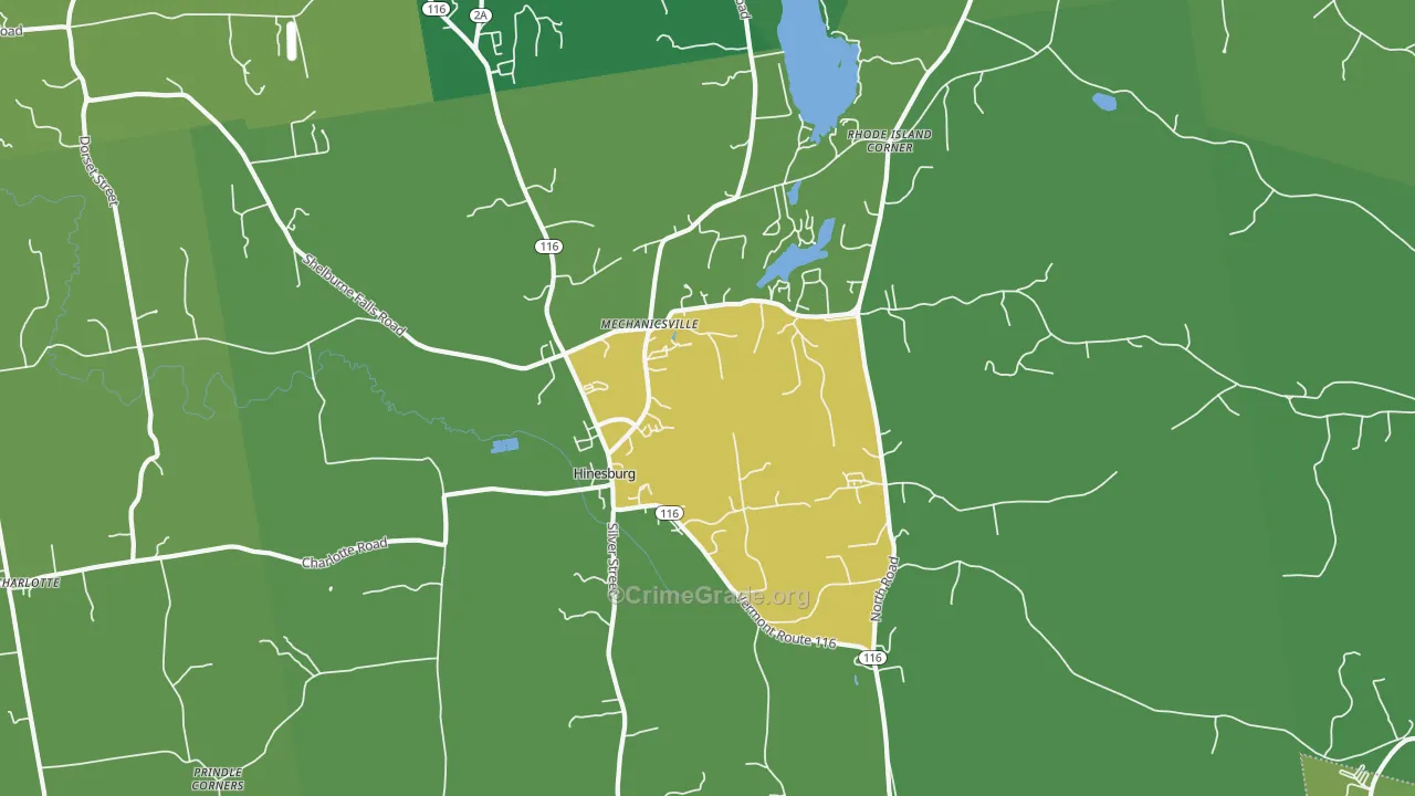 Hinesburg, VT Map of Drug-Related Crime Rates