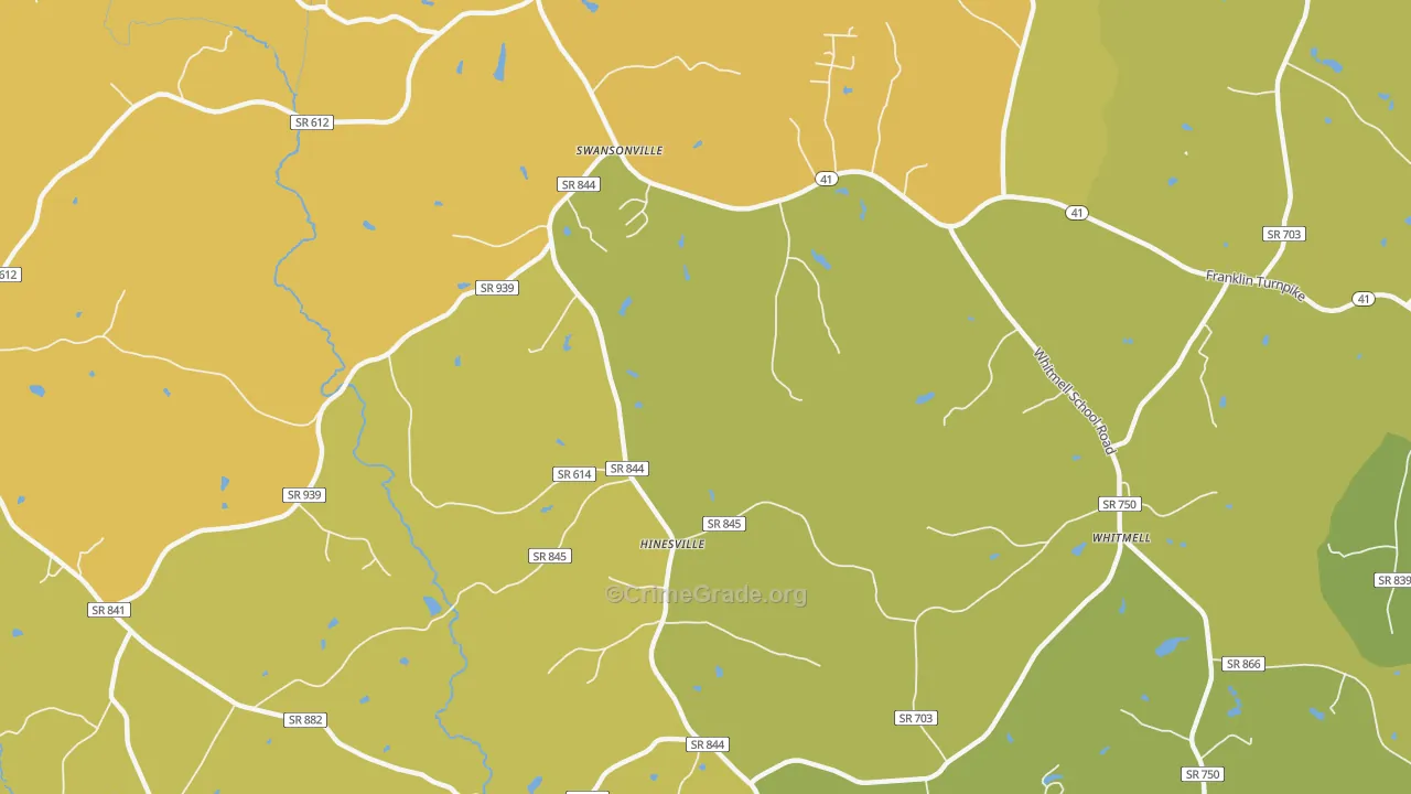 Hinesville, VA Map of Drug-Related Crime Rates