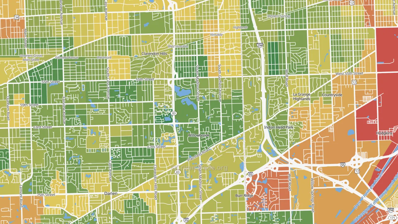 Hinsdale, IL Map of Drug-Related Crime Rates