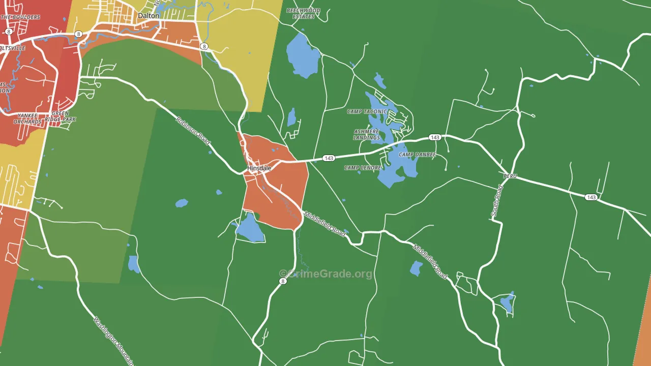 Hinsdale, MA Map of Drug-Related Crime Rates