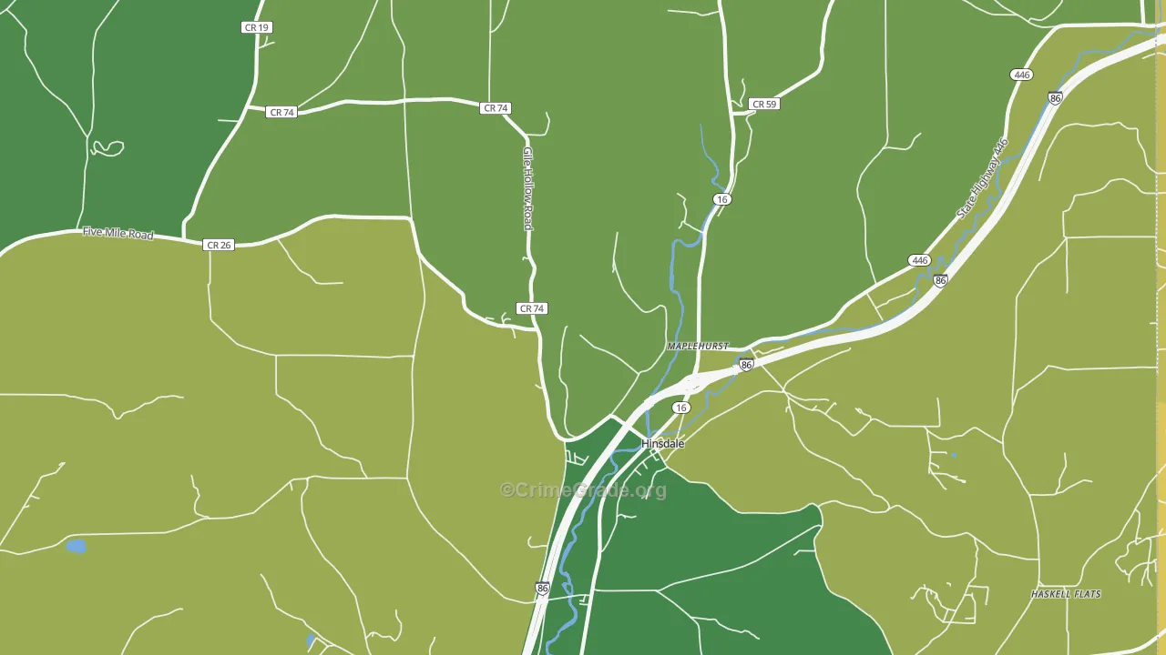 Hinsdale, NY Map of Drug-Related Crime Rates