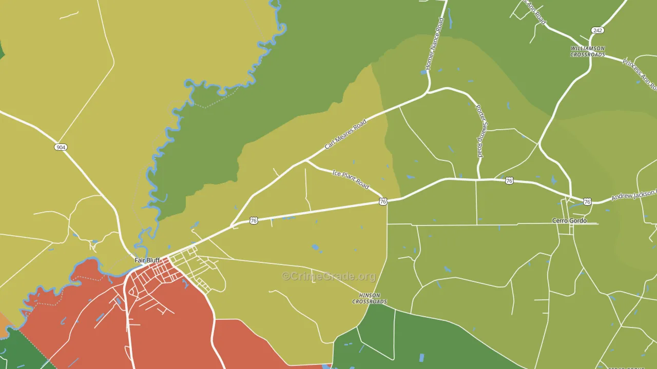 Hinson Crossroads, NC Map of Drug-Related Crime Rates
