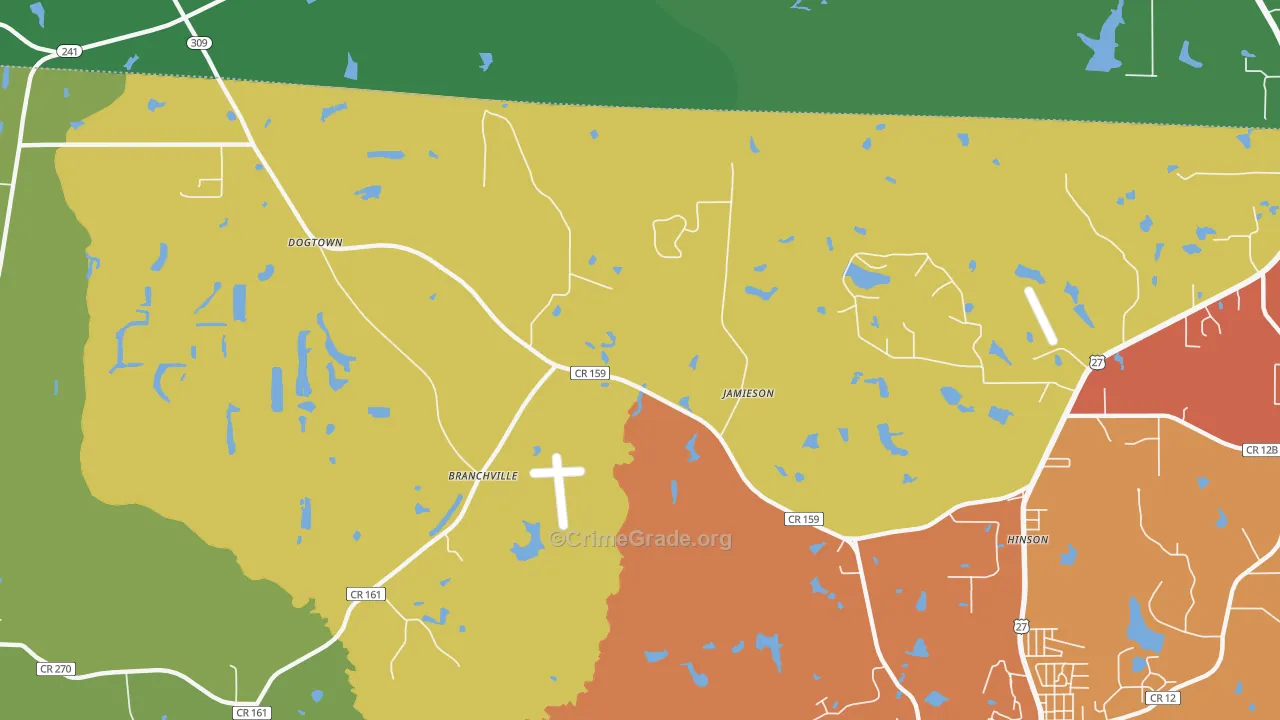 Hinson, FL Map of Drug-Related Crime Rates