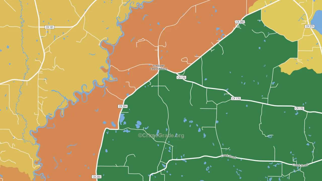 Hinsons Crossroads, FL Map of Drug-Related Crime Rates