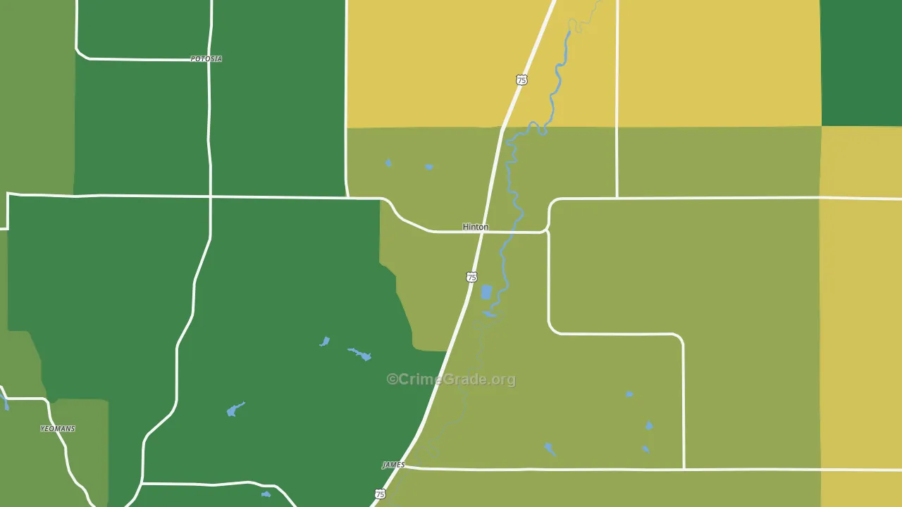 Hinton, IA Map of Drug-Related Crime Rates