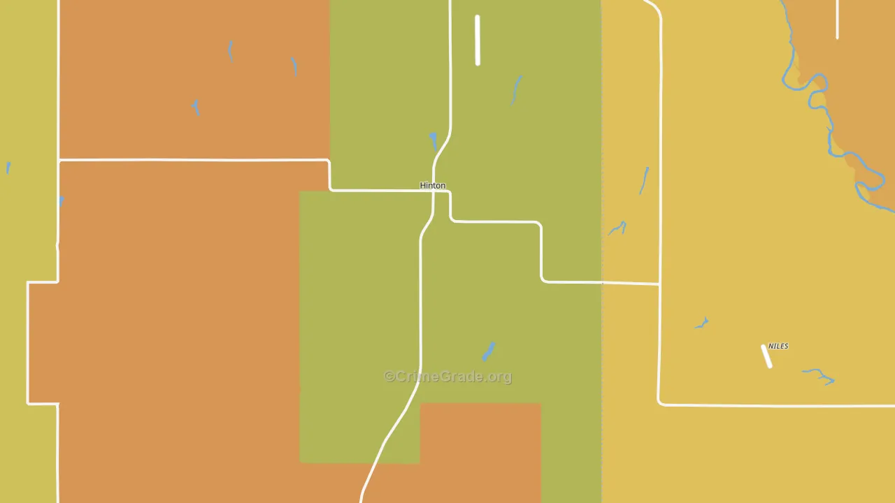 Hinton, OK Map of Drug-Related Crime Rates