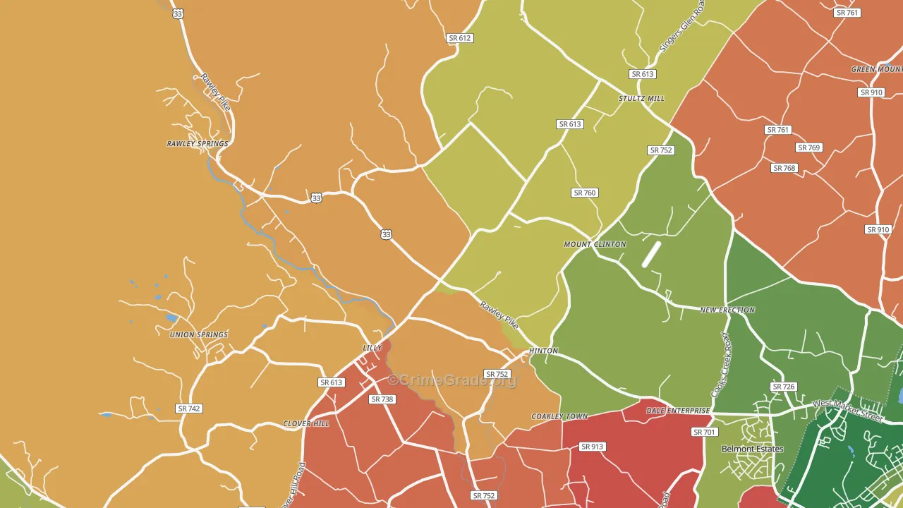 Hinton, VA Map of Drug-Related Crime Rates