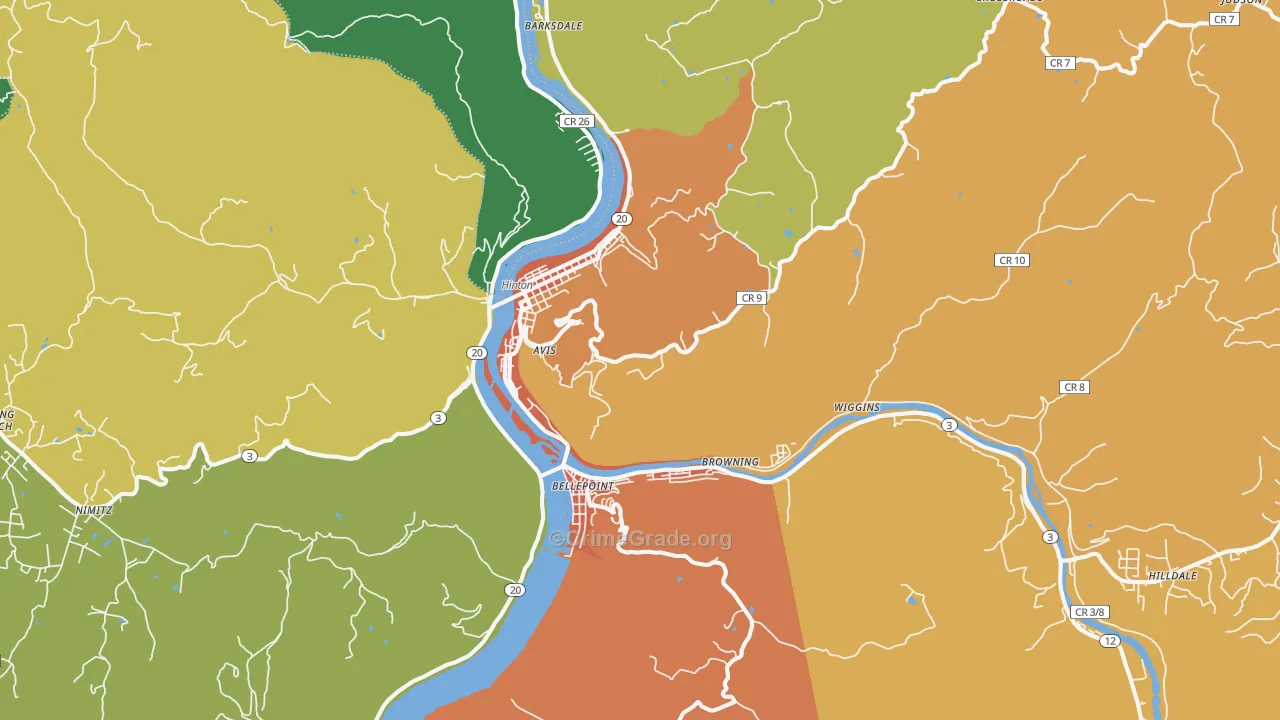 Hinton, WV Map of Drug-Related Crime Rates