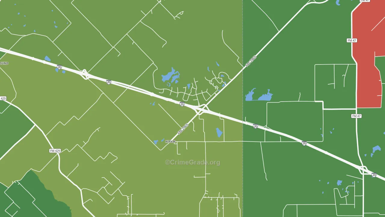 Hiram, TX Map of Drug-Related Crime Rates