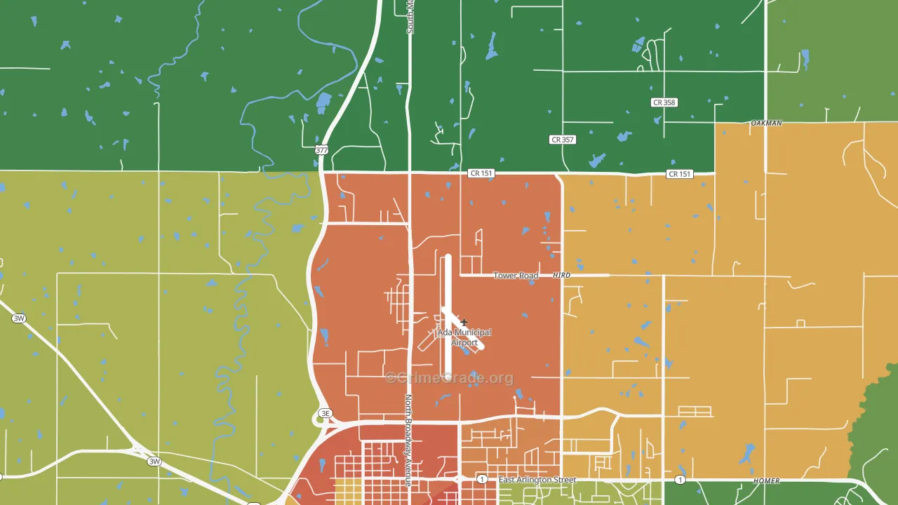 Hird, OK Map of Drug-Related Crime Rates