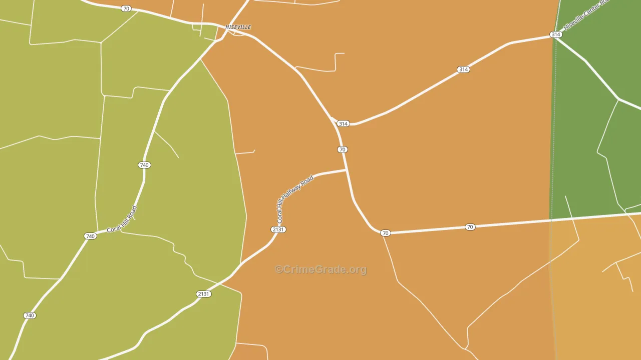 Hiseville, KY Map of Drug-Related Crime Rates
