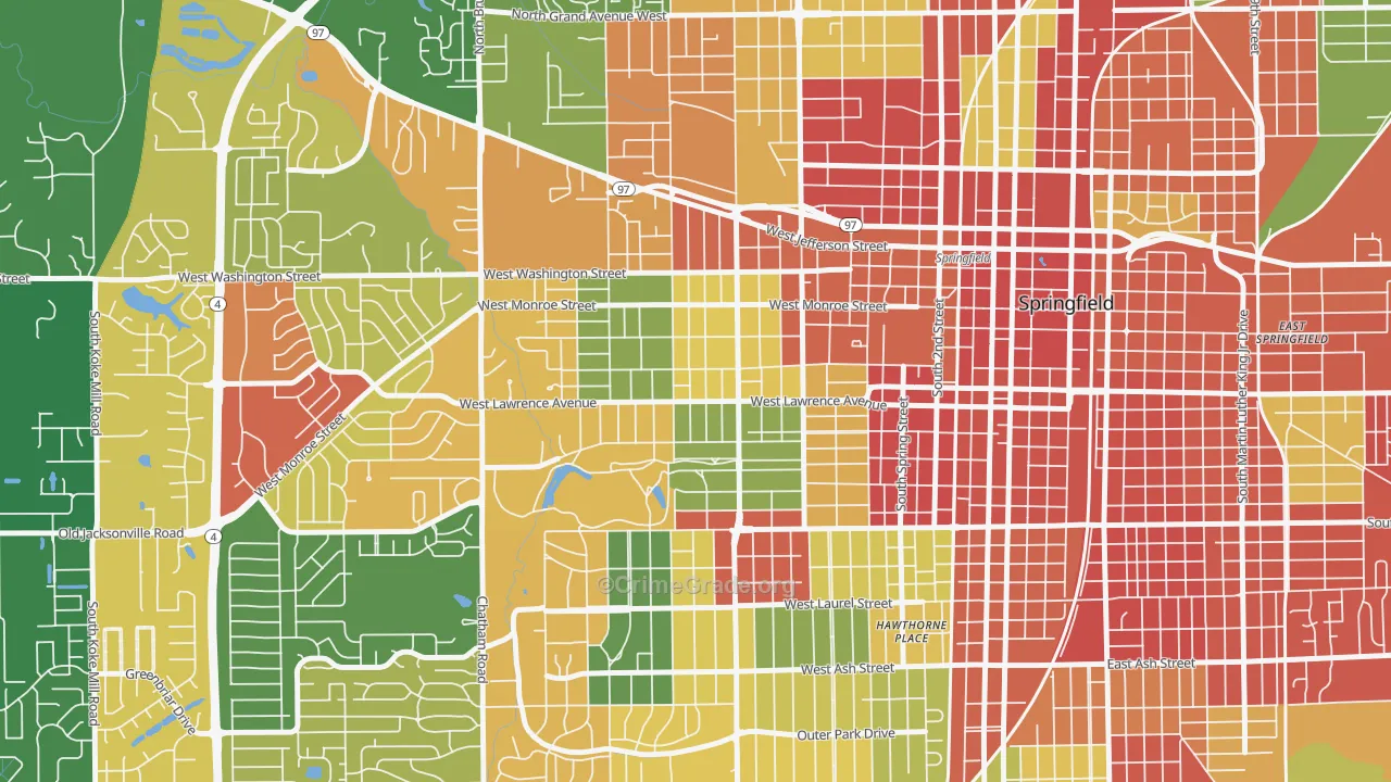 Historic West-Side, Springfield, IL Map of Drug-Related Crime Rates
