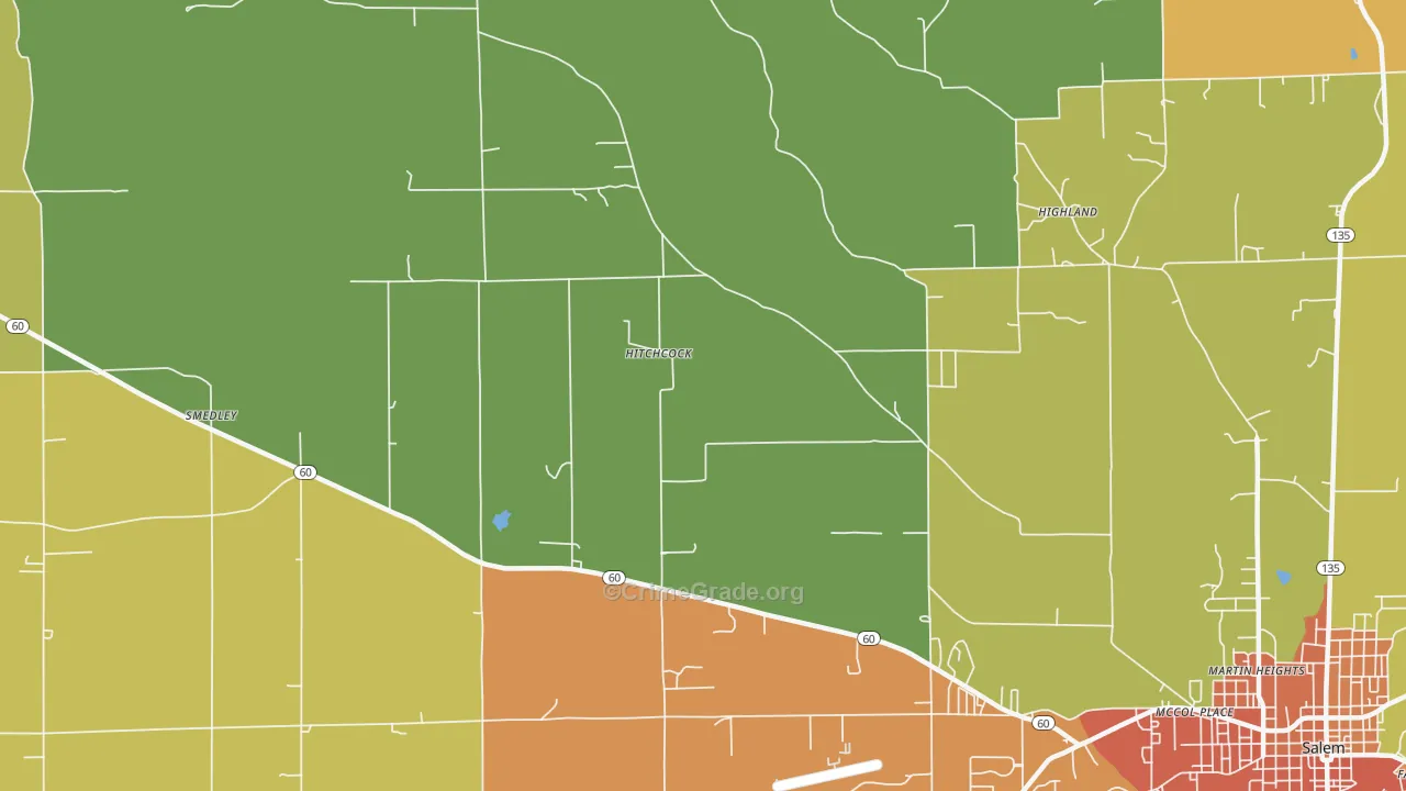 Hitchcock, IN Map of Drug-Related Crime Rates