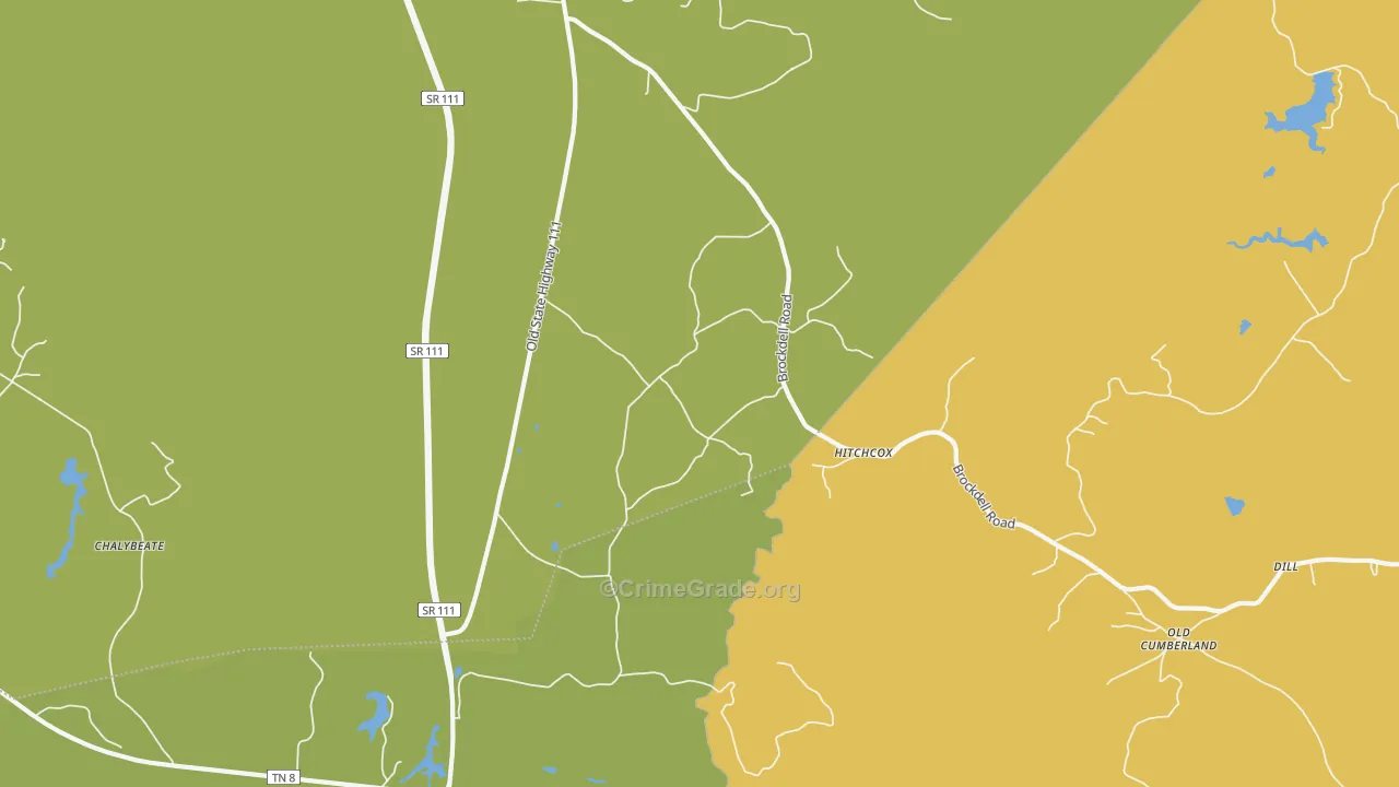 Hitchcox, TN Map of Drug-Related Crime Rates