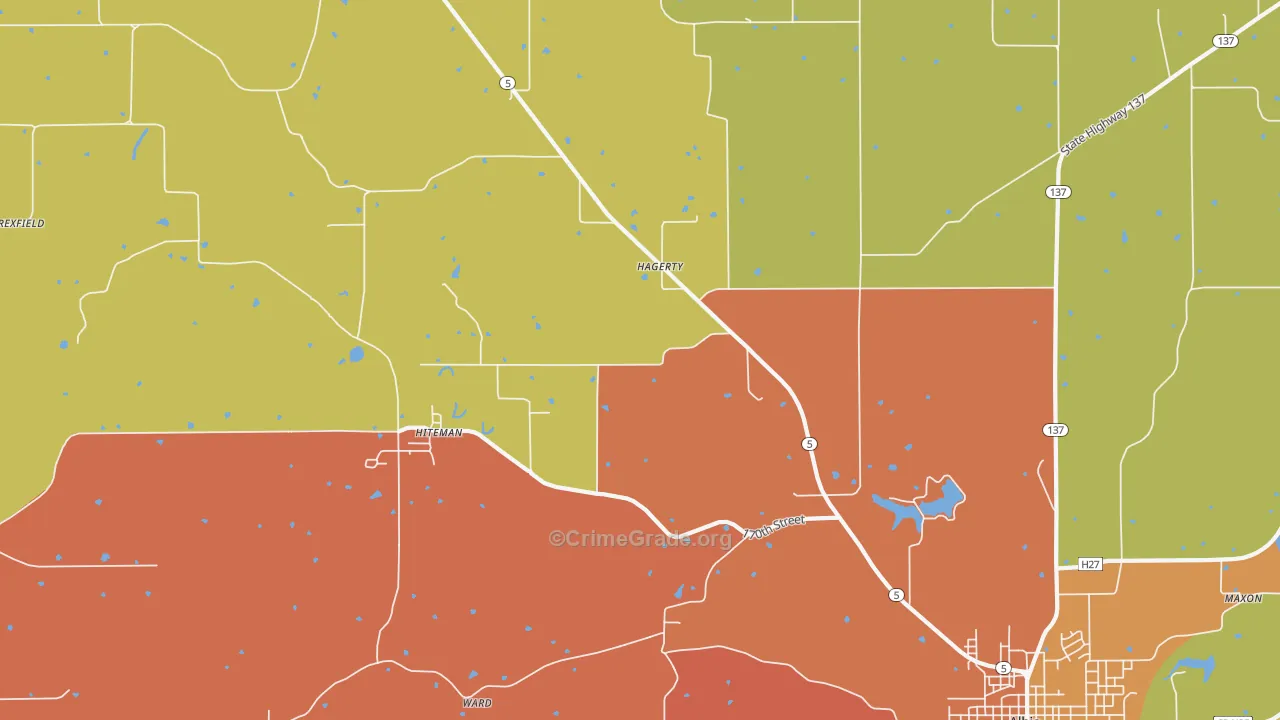 Hiteman, IA Map of Drug-Related Crime Rates