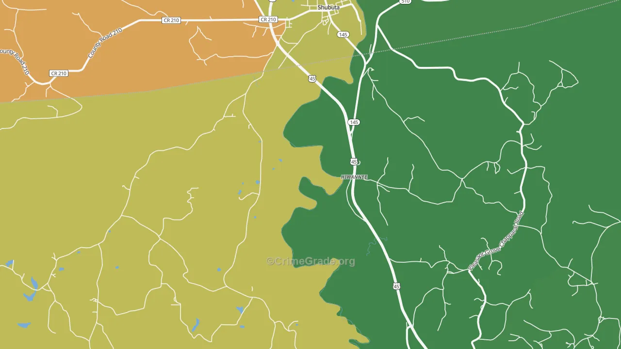 Hiwannee, MS Map of Drug-Related Crime Rates