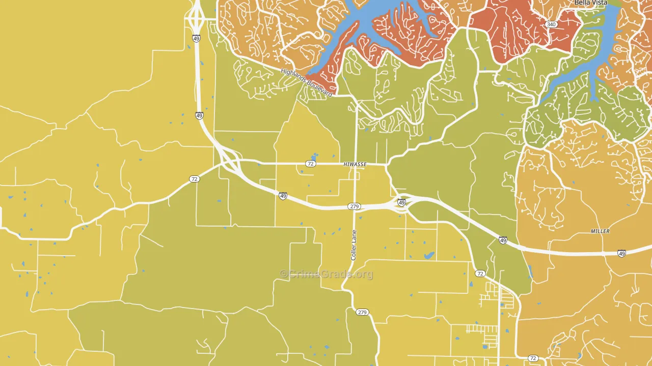 Hiwasse, AR Map of Drug-Related Crime Rates