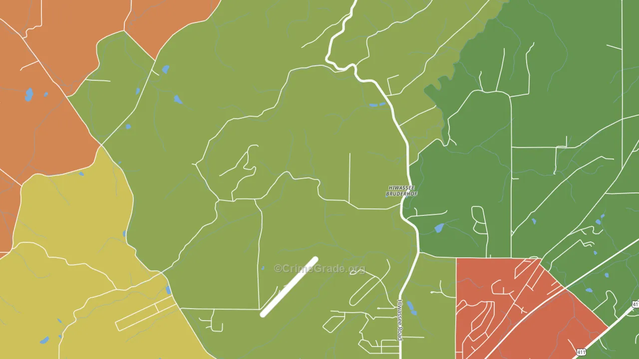 Hiwassee College, TN Map of Drug-Related Crime Rates